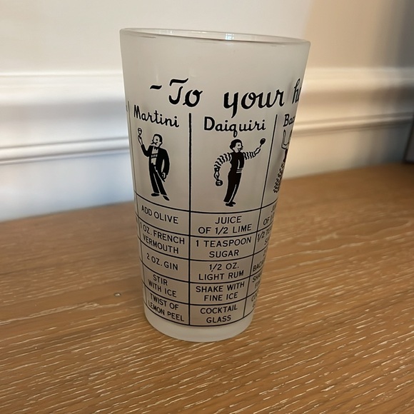 Vintage MCM Frosted Recipe Cocktail Shaker Glass - Picture 6 of 6